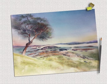 Sunset landscape original wall art.