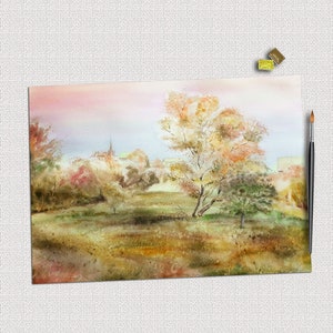 landscape wall art Watercolor original painting.