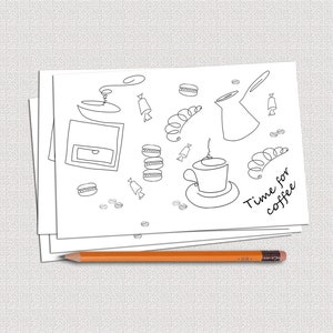 Café vetor PNG SVG clipart. Cartão postal para impressão da hora do café.