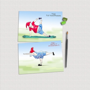 Gnome Yoga vector PNG clipart. Gnome printable postcard