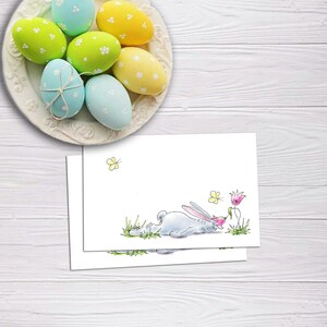 Set of Easter Bunny holiday postcards. Funny note card
