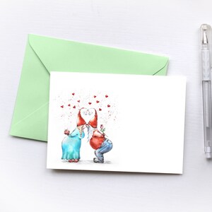 Valentine's Day printable note card. Gnome love Handwritten blank card.