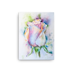 Rose print art on canvas. Flower wall art decor
