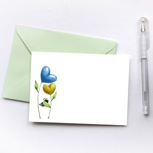Tarjeta imprimible con forma de corazón azul y amarillo. Tarjeta manuscrita con forma de corazón. Clipart del Día de San Valentín