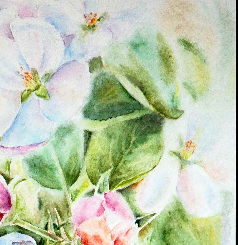 Impression aquarelle de fleurs de pommier. Art mural de fleurs blanches image 6