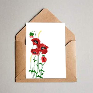 Carte imprimable coquelicots. Remarque : les fleurs rouges sont vides. Images PNG, JPG