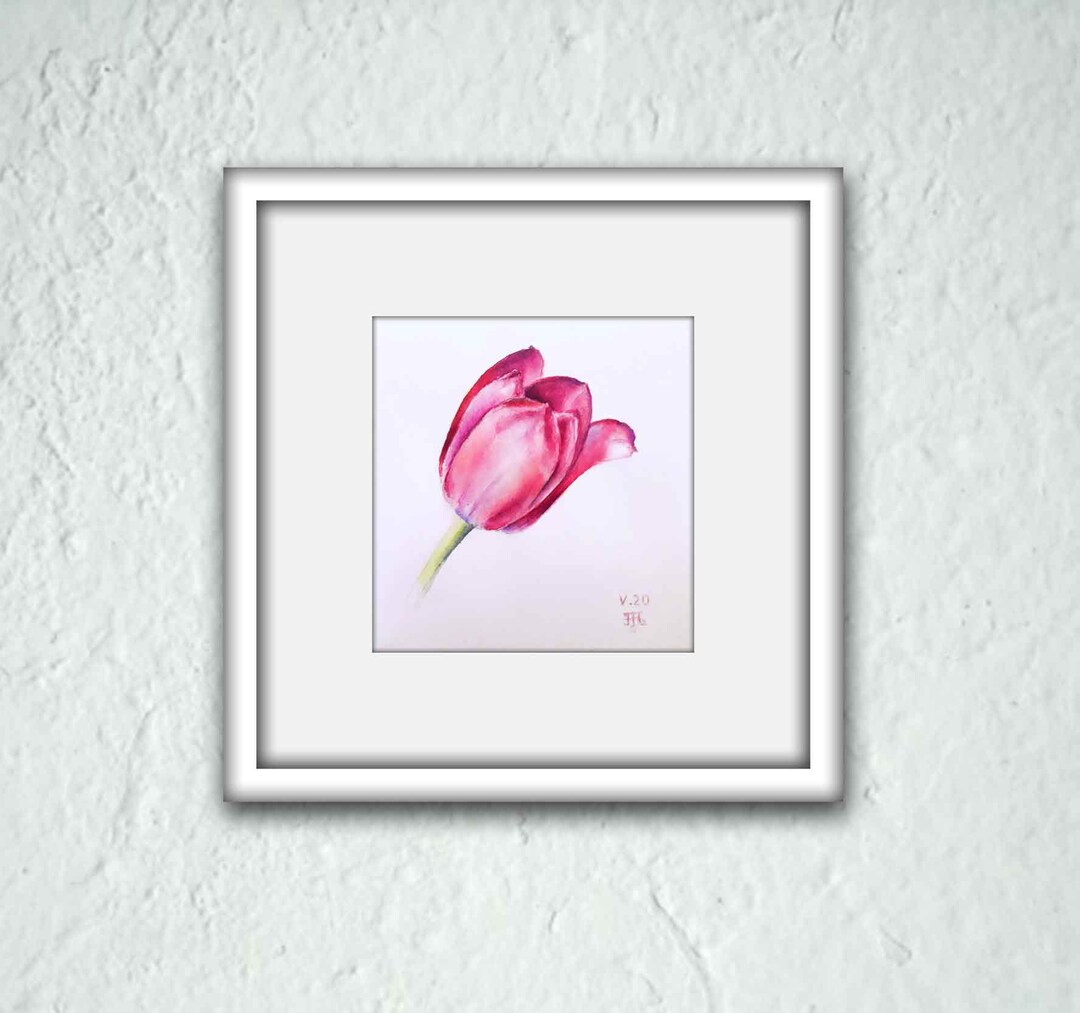 Tulip Wall Art. Flowers Original Watercolor Painting 10 X 10 Inch. - Etsy