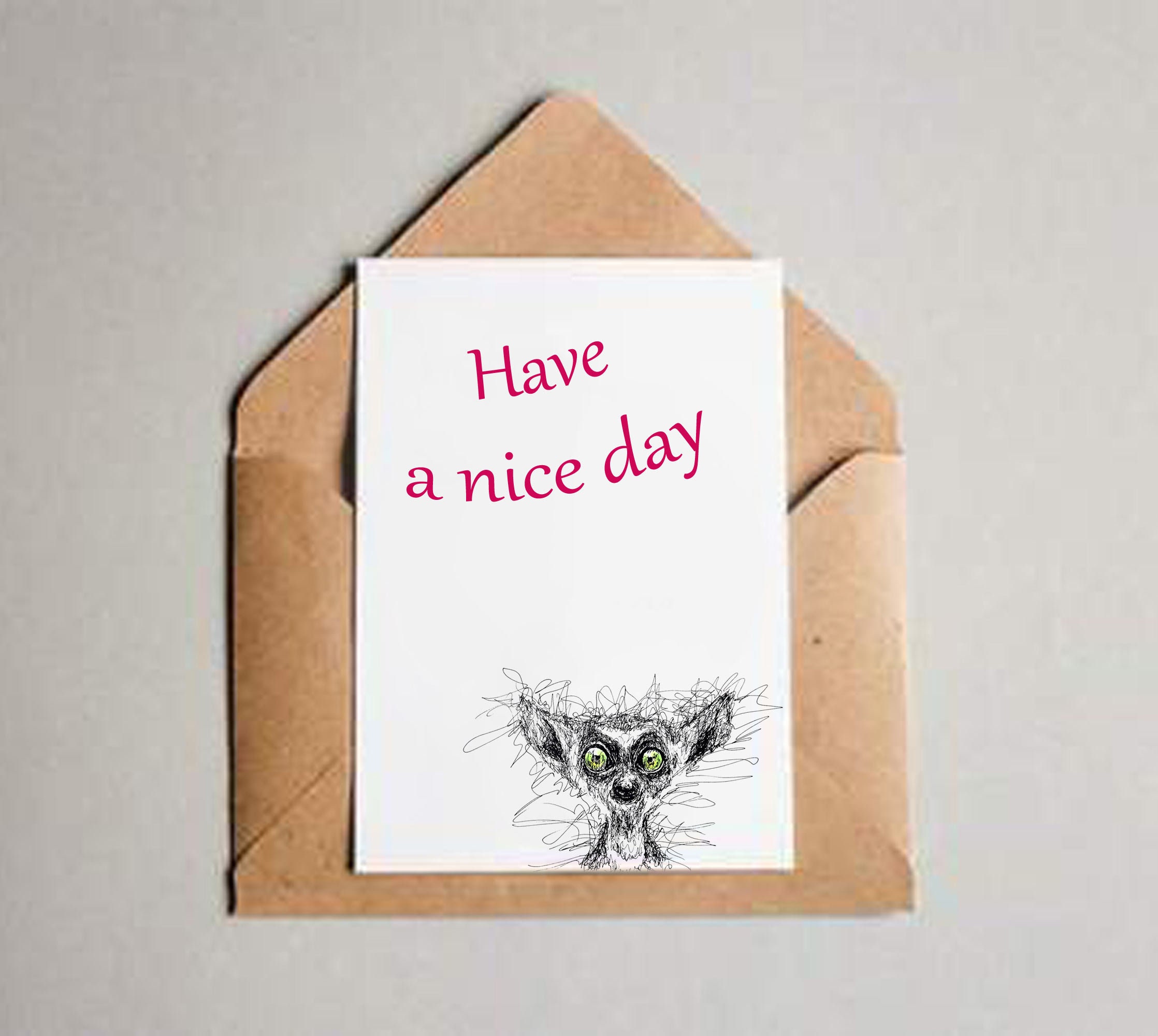Funny animal printable stationery note card. Lemur stationery Etsy
