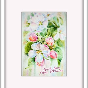 Apple blossom watercolor print. White flowers wall art image 4