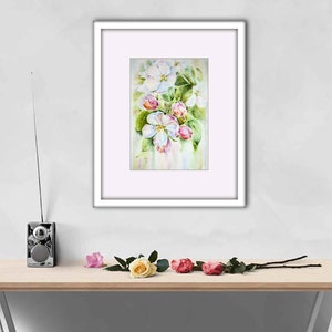 Impression aquarelle de fleurs de pommier. Art mural de fleurs blanches image 2