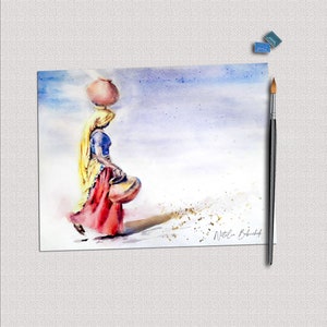 Watercolor art. Figurative art painting original.