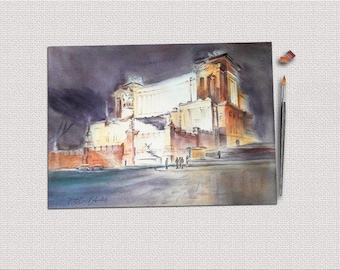 Roma Italia arte murale. Viaggio dipinto originale