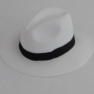 Cappello Panama Bianco Tessuto Impermeabile Fatto a Mano Tutte le Taglie