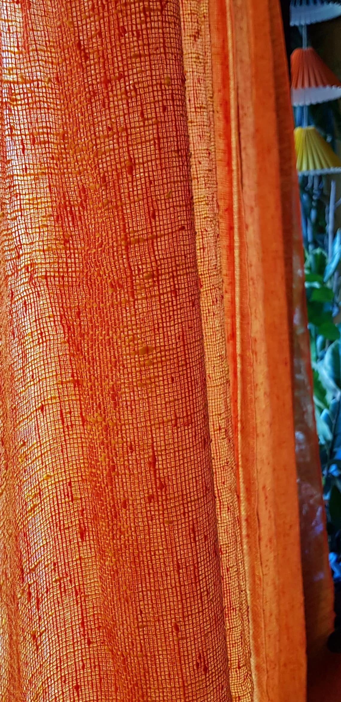 Scandinavian curtains. Net curtains in orange and yellow in a | Etsy