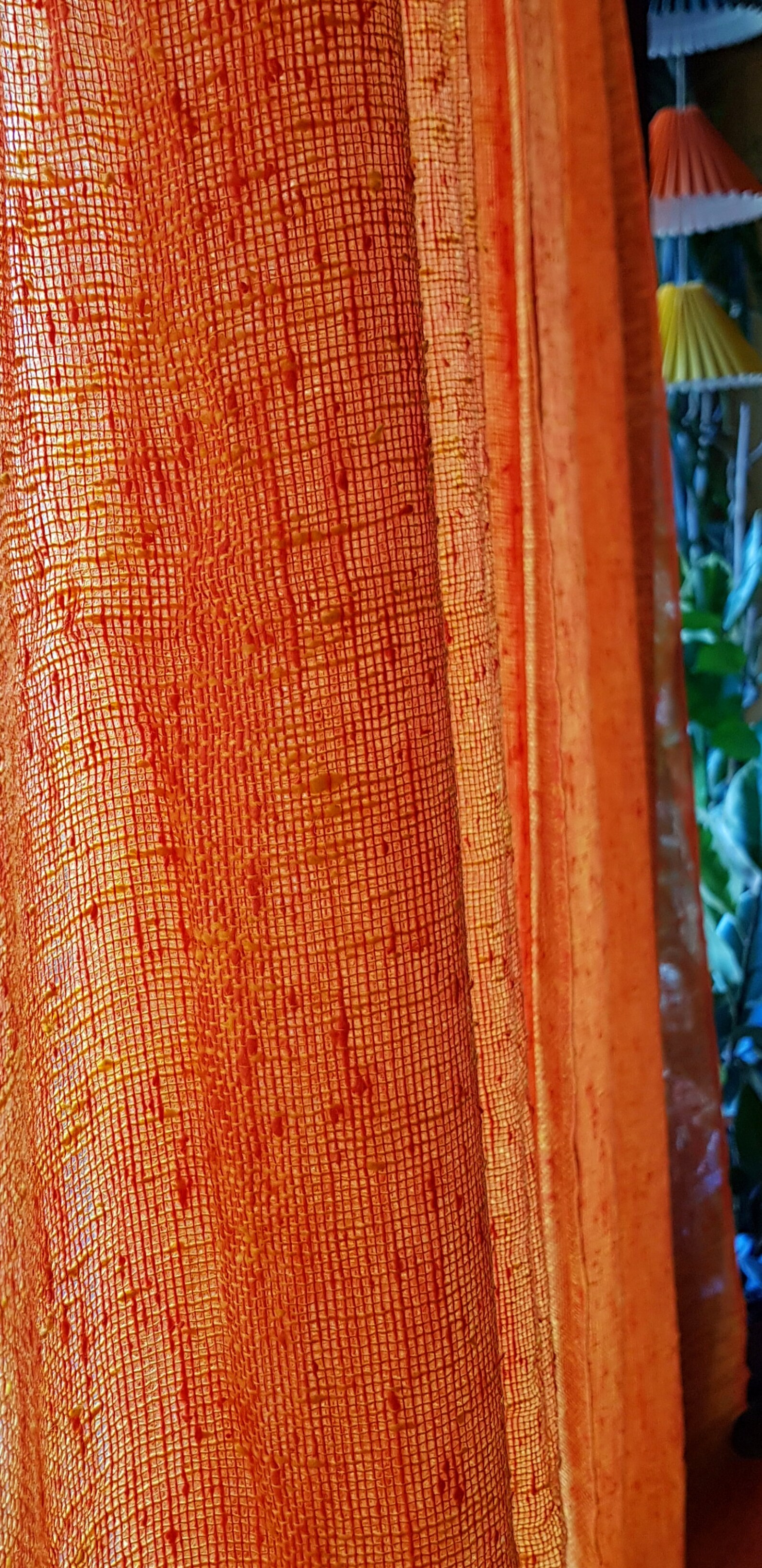 Scandinavian curtains. Net curtains in orange and yellow in a | Etsy