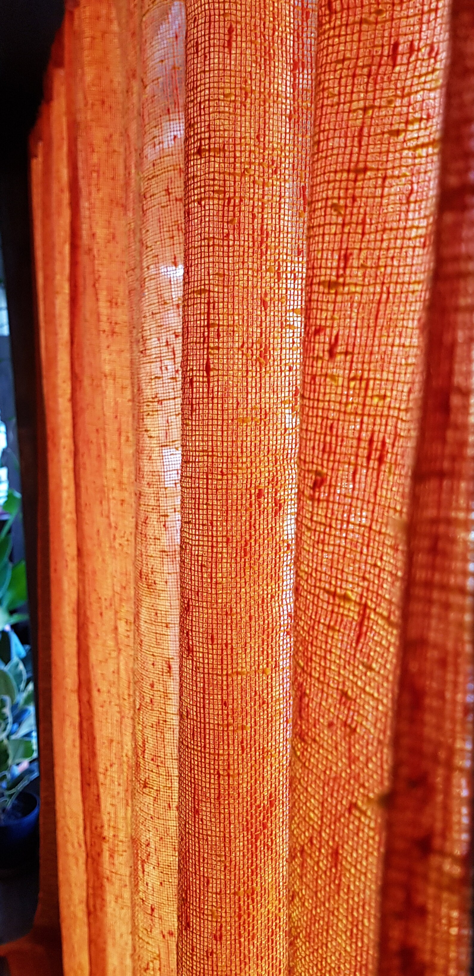 Scandinavian curtains. Net curtains in orange and yellow in a | Etsy