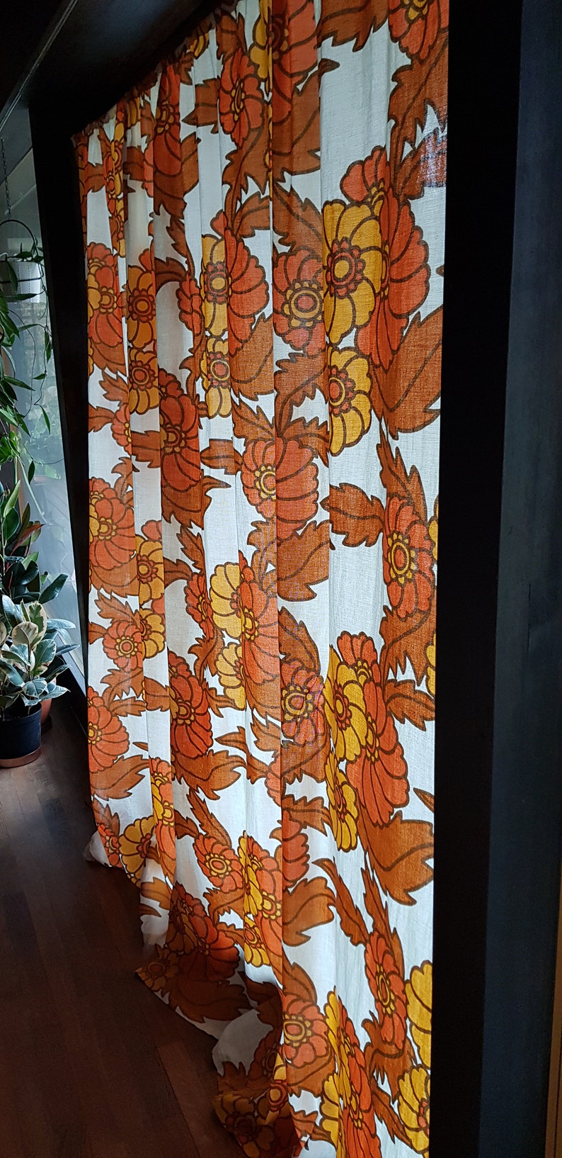 Skandinavische Gardinen. Blumen in Orange Gelb und | Etsy