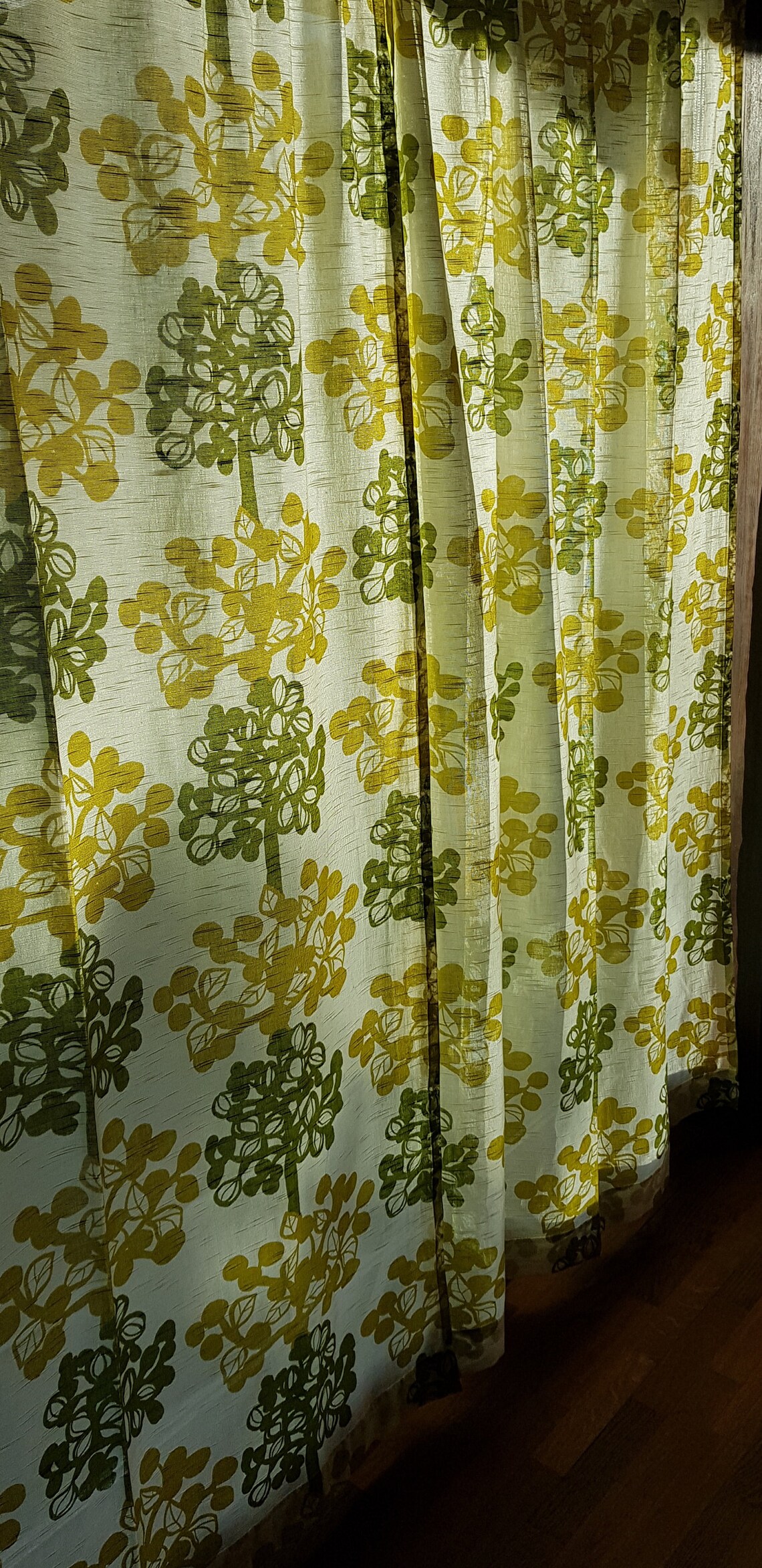 Skandinavische Gardinen. Bäume in Grüntönen auf einem | Etsy