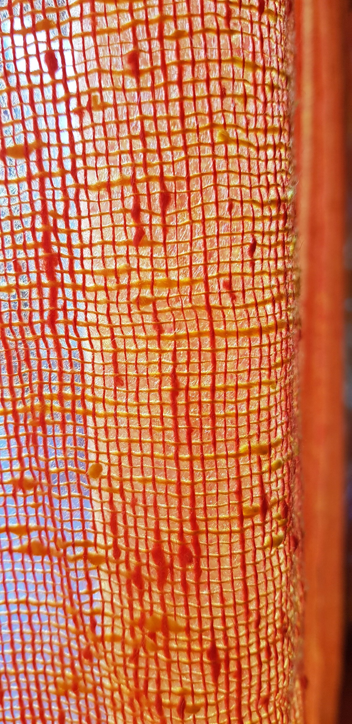 Scandinavian curtains. Net curtains in orange and yellow in a | Etsy