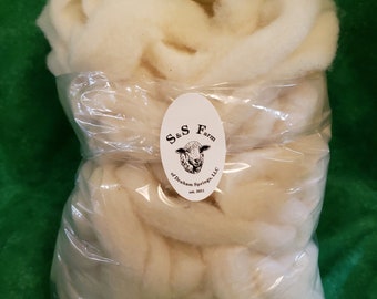 White Roving, Gulf Coast Sheep Wool, 4 ounce package, SE2SE Special