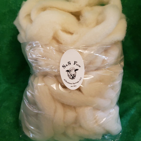 White Roving, Gulf Coast Sheep Wool, 4 ounce package, SE2SE Special