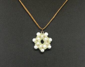 Witte donut hanger ketting voor vrouw, Witte kralen ketting, Cadeau voor haar