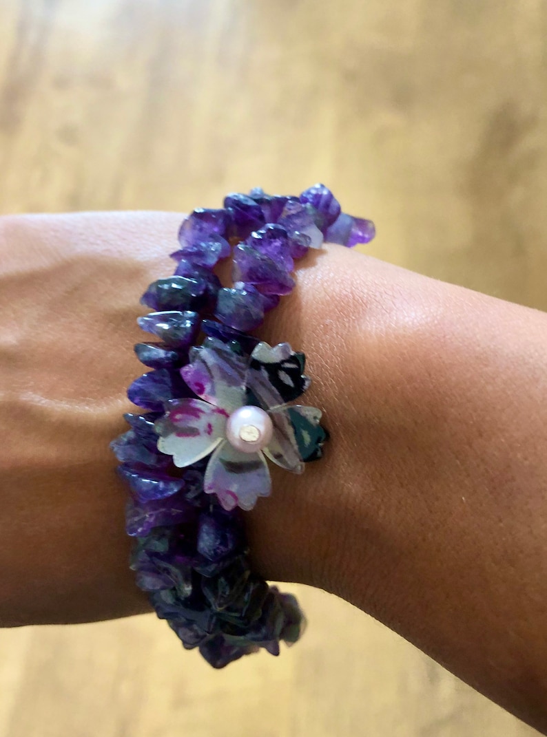 Amethyst Flower Bracelet