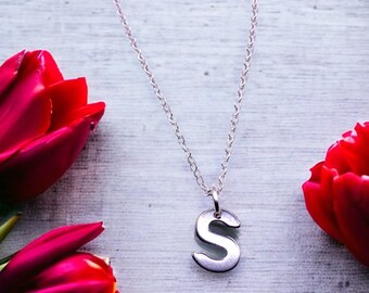 Personalized Initial Necklace: Dainty Silver Plated Chain, Letter jewellery