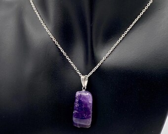 Amethyst Pendant Necklace: February Birthstone, Healing Crystal