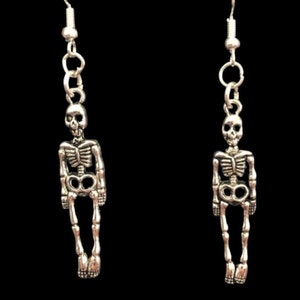 Silver Skeleton Dangle Earrings: Halloween Spooky Jewelry