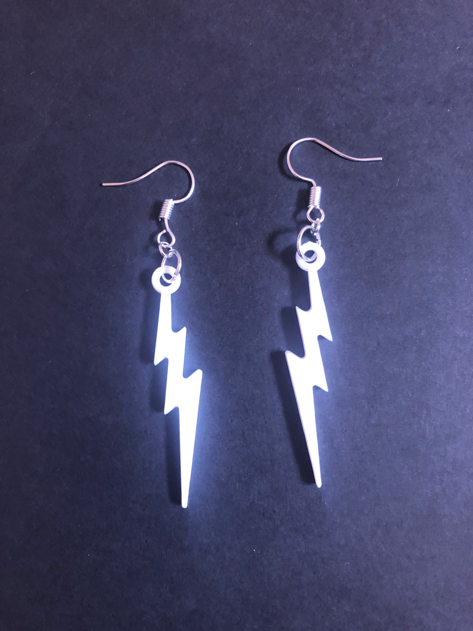Lightning strike silver earrings / Colourful festival earrings Etsy