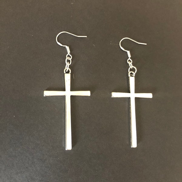 Silver Cross earrings gifts for her, Silver cross Christian jewellery, Religious Easter gifts