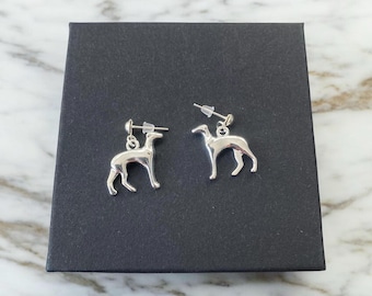 Silver Greyhound Earrings: Sighthound Lurcher Jewelry