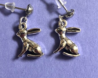 Silver bunny earrings gifts for her rabbit earrings silver rabbit Easter gifts bunny lover pet owner bunny rabbit silver studs