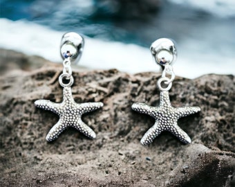 Silver Starfish Earrings, Starfish earrings, Stud earrings, starfish jewellery, ocean jewellery, British seaside gifts, starfish lover gifts