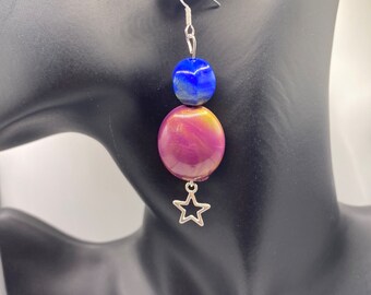 1001 Nacht Ohrringe: Blau Lila Sterling Silber Genie Schmuck