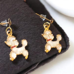 Enamel Poodle Stud Earrings: Gold Plated Dog Jewelry