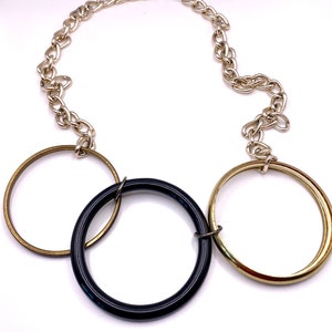 Large hoop necklace, brutalist necklace, long round necklace, steampunk necklace, bib necklace, statement necklace