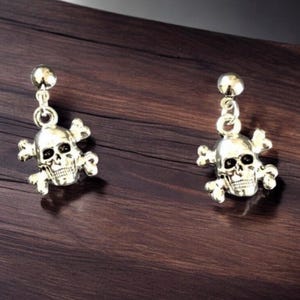 Silver Skull Stud earrings skull earrings gifts for him silver skeleton earrings gothic stud earrings gifts fit her goth jewellery