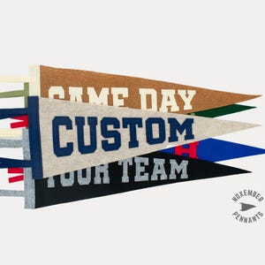 Classic Bold Pennant Flag - Sewn Detail - { Customizable Pennant -  Choose Your Colors and Text }