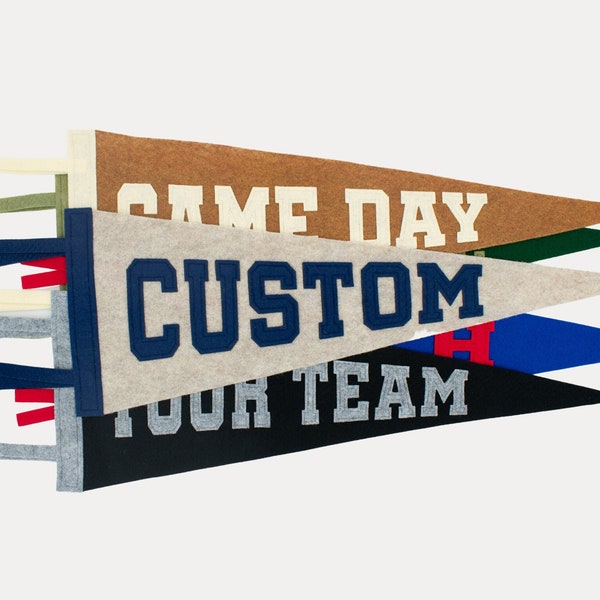Classic Bold Pennant Flag - Sewn Detail - { Customizable Pennant -  Choose Your Colors and Text }