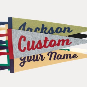 Classic Script Pennant Flag - Sewn Detail - { Customizable Pennant - Choose Your Colors and Text }