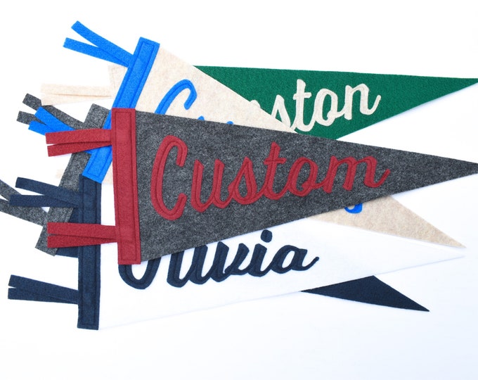 Classic Script Custom Pennant Flag Customizable Pennant Etsy