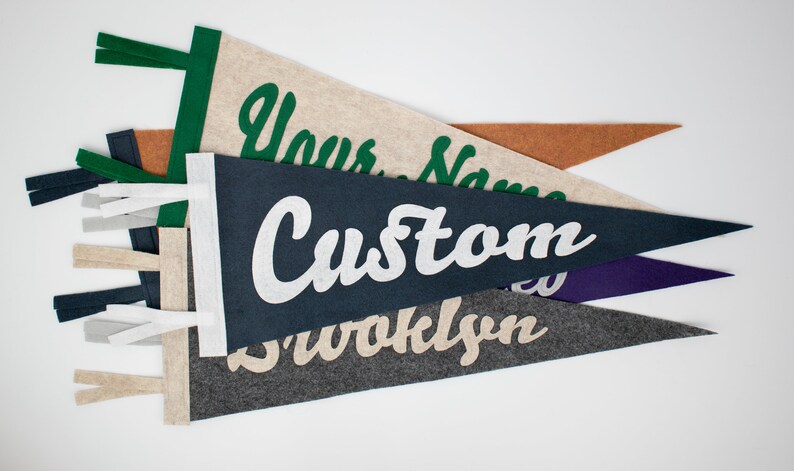 Retro Script Custom Pennant Flag { Customizable Gift - Custom Flag  - Personalized Gift - Home Decor Gift }