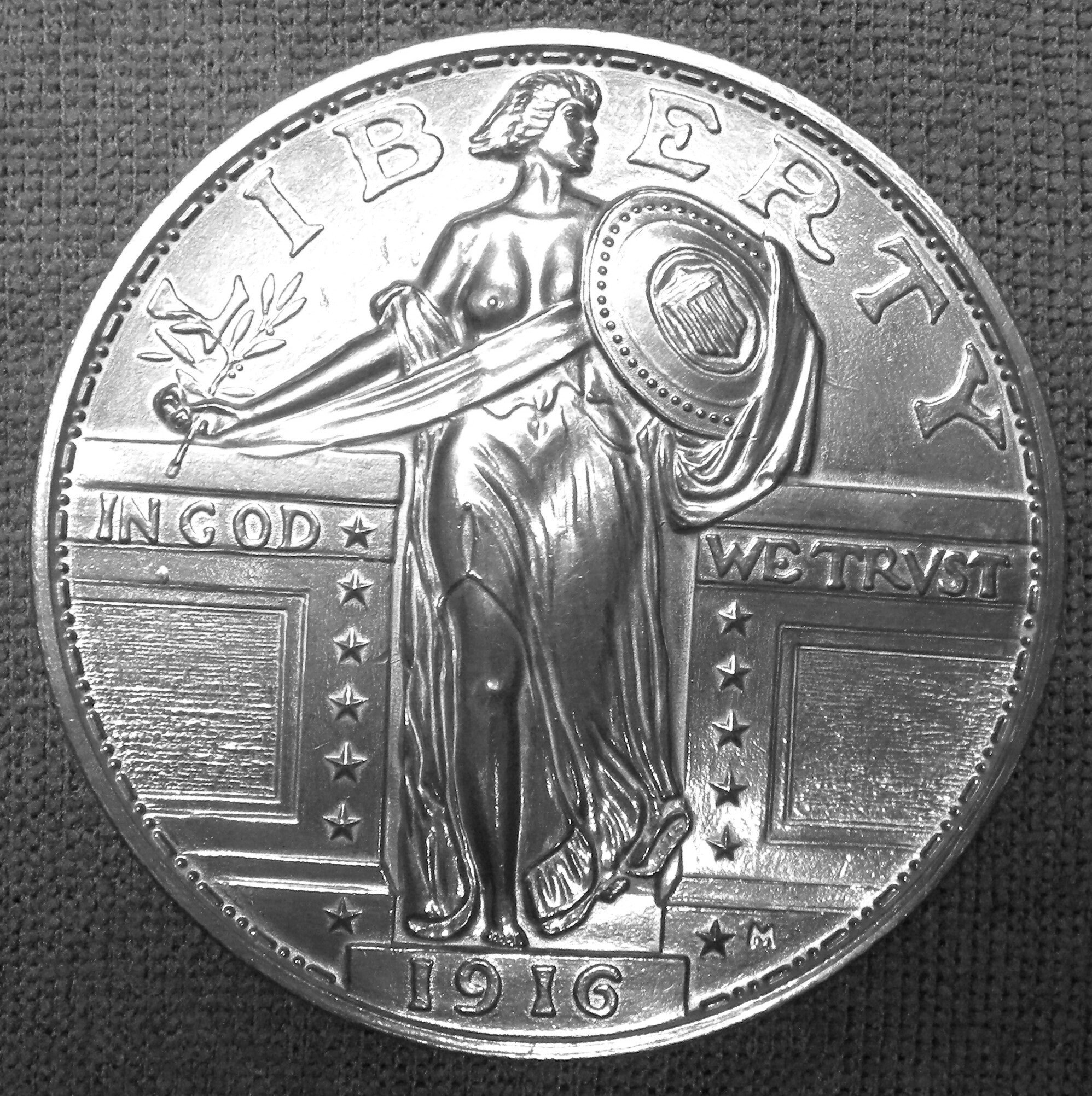 1916 Bare Breasted Standing Liberty Quarter Giant Replica Etsy