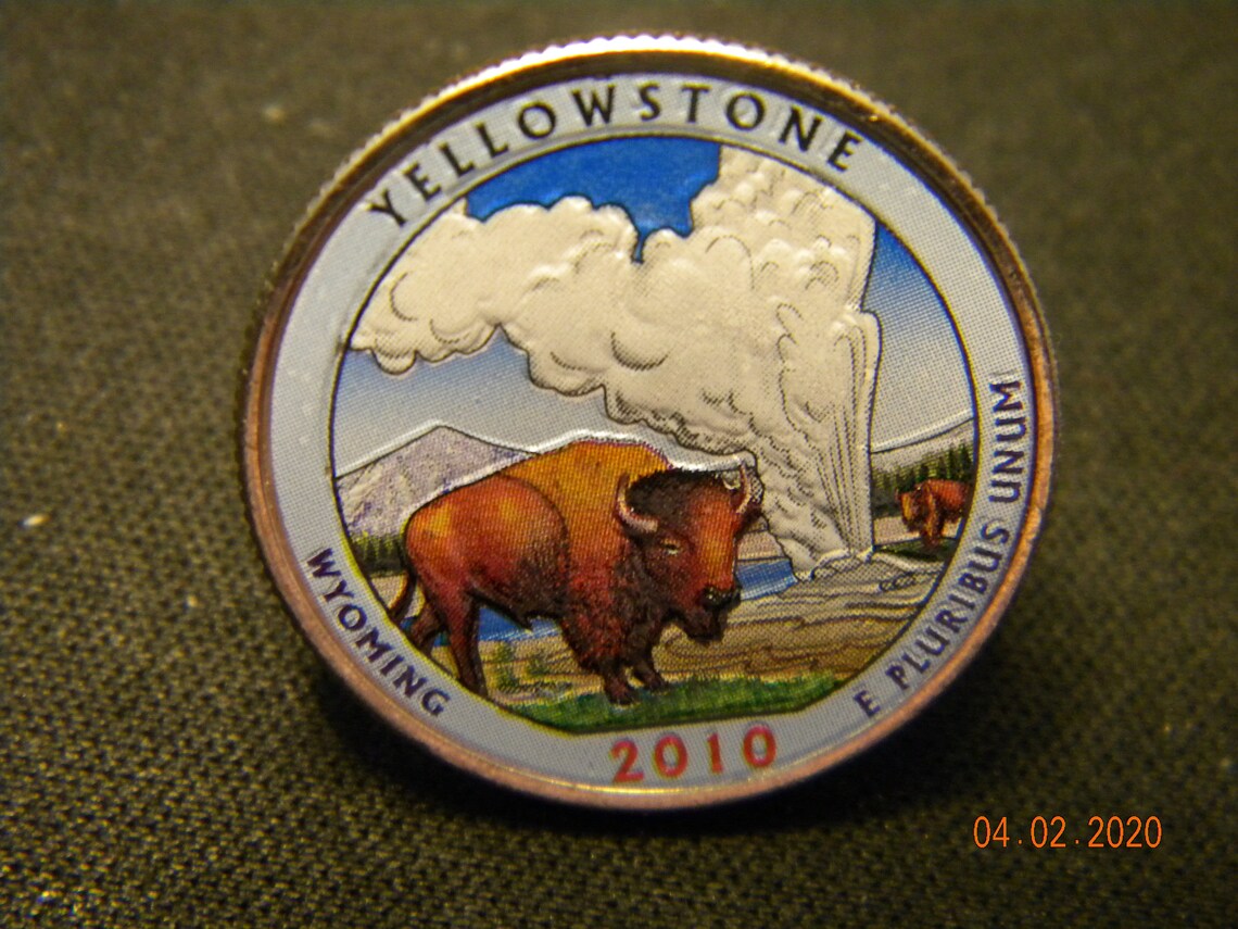 Yellowstone National Park Lapel Pin Colorized 2010P U. S. Etsy