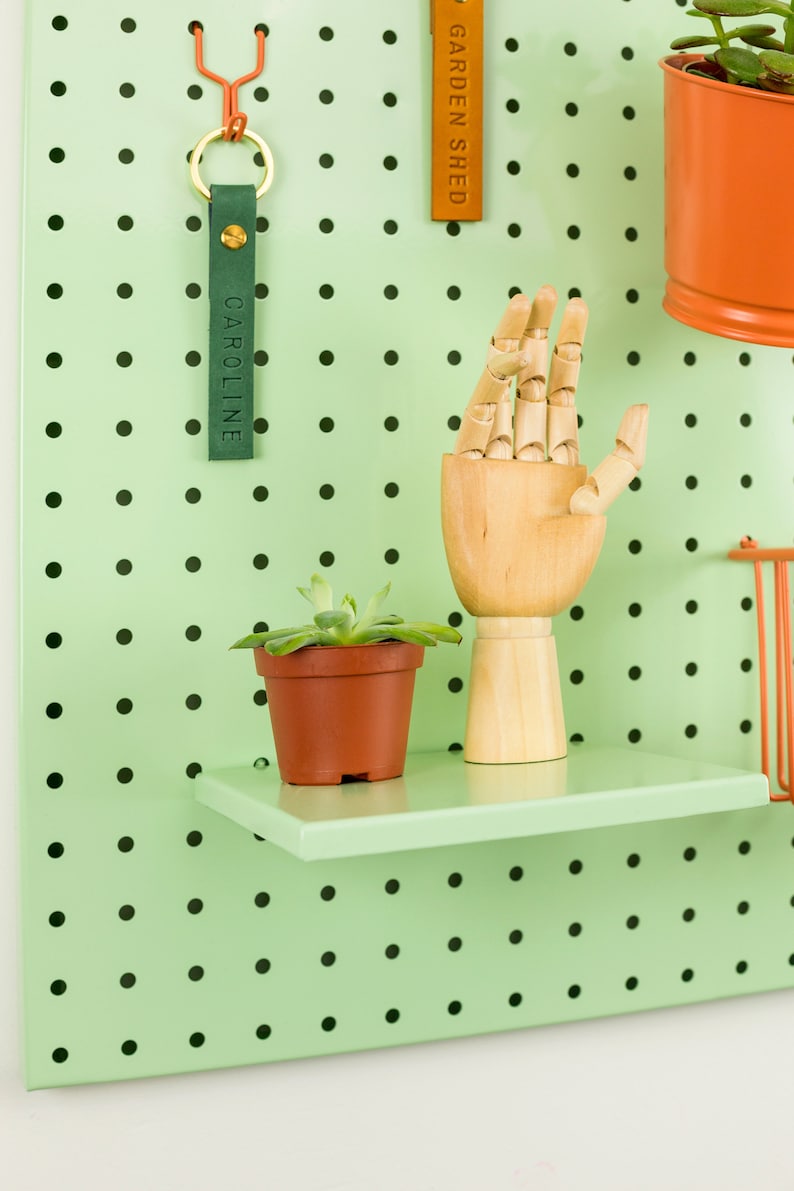 Large Metal Pegboard in Mint Wall Display Peg Board Etsy