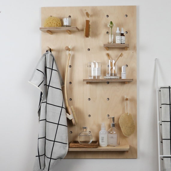 Wooden Pegboard Display Board Shelving Unit Wall Wooden Pegboard Display Board