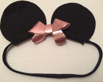 Running Headband, Running Costume, Custom by TrainLikeaPrincess, Running Minnie Rose Gold Ears, runDisney