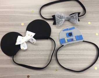 Star Wars Running Headband, Running Costume, Custom by TrainLikeaPrincess, Running Minnie White Bow Ears, Galaxy, R2D2 bow, runDisney